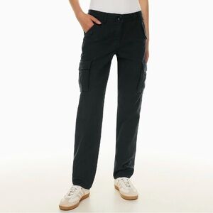 Aritzia Wilfred Free Glacier Cargo Pant Reverse Sateen Cotton Lyocell Black 10